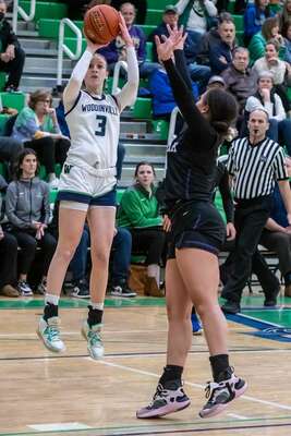 Junior Lyla Kahrimanovic put up a shot against Kamiak. Photo by Colleen Colley.